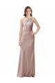 One Shoulder Black-Tie Floor Length Long Stretch Satin Prom Dress Clearance