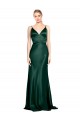 High V-Neck Long Full Length Sheath Stretch Satin Prom Dress Clearance
