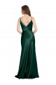 High V-Neck Long Full Length Sheath Stretch Satin Prom Dress Clearance