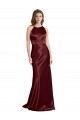 High Neck Halter Long Sleeveless Stretch Satin Prom Dress with Strappy Back Clearance