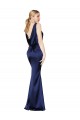 Sheath High Neck Stretch Satin Prom Dress Low Back Clearance