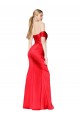 High Neck Off the Shoulder Stretch Satin Prom Dress with High Slit Clearance