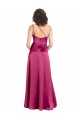 Sleek One Shoulder A-Line Long Stretch Satin Prom Dress with Spaghetti Straps Back Clearance