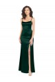 Long Slim Scoop Neck Stretch Satin Prom Dress with Open Back Clearance