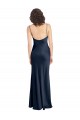 Cowl Neck Long Empire Waist Stretch Satin Prom Dress with Open Back Clearance