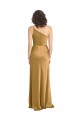 One Shoulder Long Floor Length Stretch Satin Slip Prom Dress Clearance