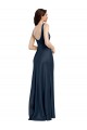 Square Neck A-Line Long Stretch Satin Prom Dress with Wide Straps Clearance