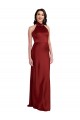 Backless Halter Long Stretch Satin Prom Dress Clearance