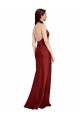 Backless Halter Long Stretch Satin Prom Dress Clearance