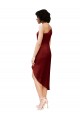 One Shoulder Midi Length Short Stretch Satin Wrap Style Cocktail Prom Dress / Homecoming Dress Clearance