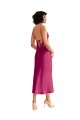 Midi Length V-Neck Short Stretch Satin Cocktail Prom Dress / Homecoming Dress with Low Scoop Back Clearance