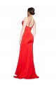Low Back Cowl Neck Stretch Satin Prom Dress with High Side Slit Clearance