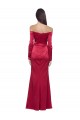 Long Sleeves Off the Shoulder Stretch Satin Prom Dress with High Side Split Clearance