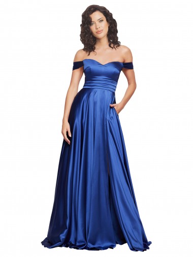 Ball Gown Off the Shoulder Sweetheart Stretch Satin Prom Dress Clearance