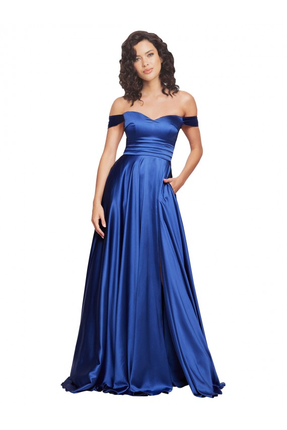 Ball Gown Off the Shoulder Sweetheart Stretch Satin Prom Dress Clearance