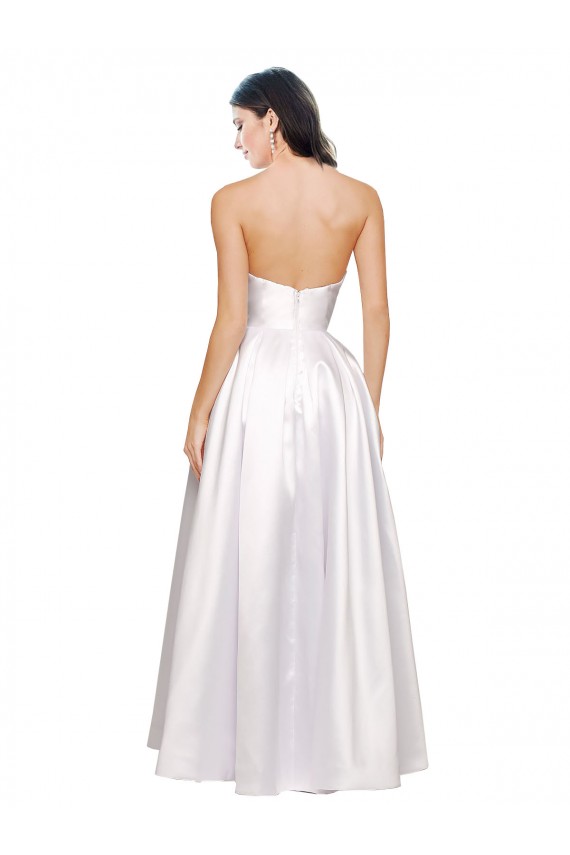Full Length Strapless V-Cutout Stretch Satin Prom Dress Clearance