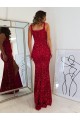 Square Neck Sleeveless Long Velvet Sequin Prom Dress with Slit Clearance