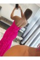 Strapless Sleeveless Long Sweep Train Velvet Sequin Prom Dress with Side Slit Clearance