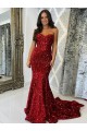 Sweetheart Sleeveless Long Court Train Velvet Sequin Prom Dress Clearance