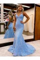 Criss Cross Open Back V-Neck Sleeveless Long Velvet Sequin Prom Dress Clearance