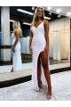 Sleeveless V-Neck Long Floor Length Velvet Sequin Prom Dress with Slit Clearance