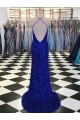 V-Neck Sleeveless Long Velvet Sequin Prom Dress Clearance