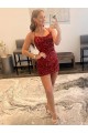 Spaghetti Straps Criss Cross Back Sleeveless Short Velvet Sequin Prom Dress Clearance