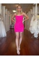 Spaghetti Straps Open Back Sleeveless Short Velvet Sequin Prom Dress Clearance
