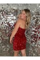 Sweetheart Sleeveless Short Velvet Sequin Prom Dress Clearance