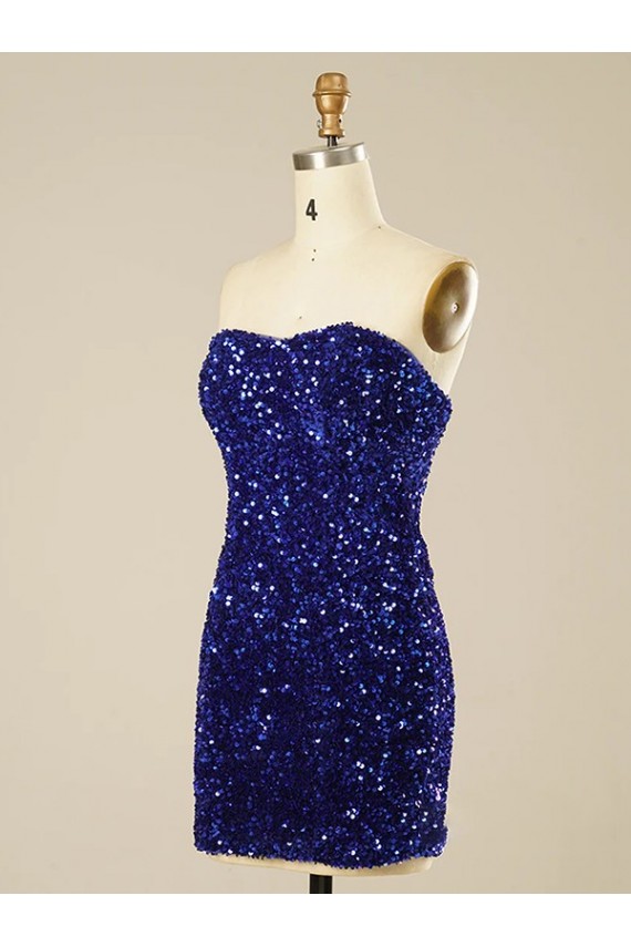Short Sweetheart Velvet Sequin Prom Dress Clearance