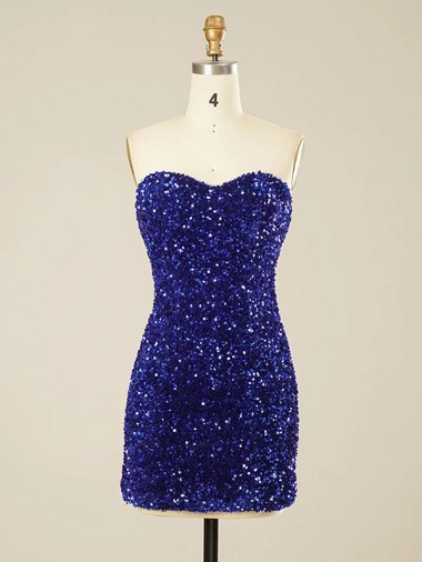 Short Sweetheart Velvet Sequin Prom Dress Clearance