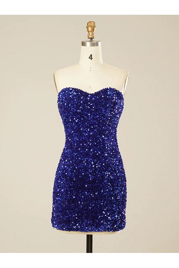 Short Sweetheart Velvet Sequin Prom Dress Clearance