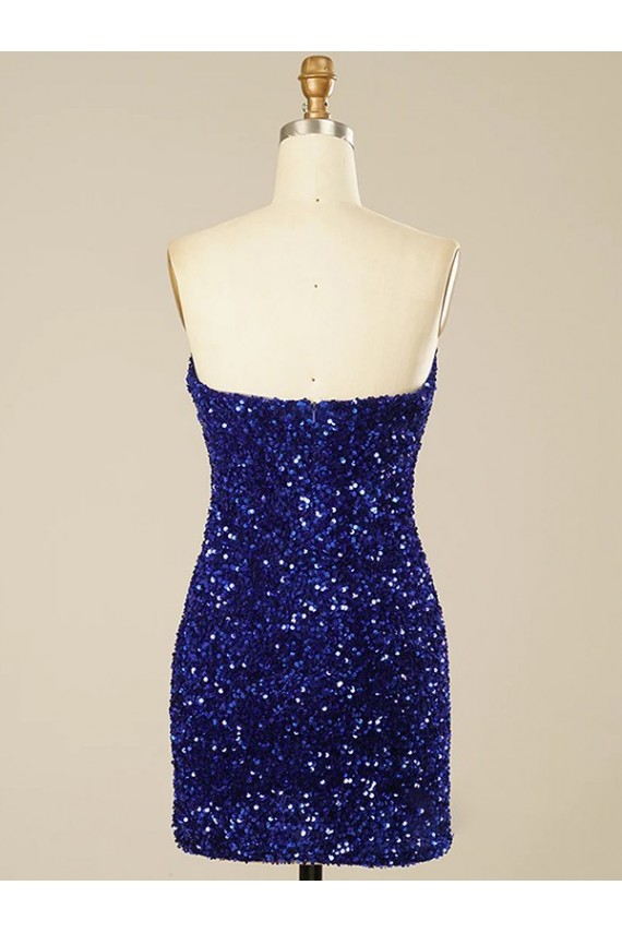 Short Sweetheart Velvet Sequin Prom Dress Clearance
