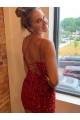 V-Neck Sleeveless Short Velvet Sequins Prom Dress Clearance