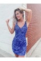 Short Velvet Sequin V-Neck Sleeveless Prom Dress Clearance