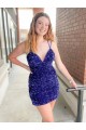 Sleeveless Short Velvet Sequin V-Neck Prom Dress Clearance