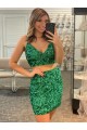 V-Neck Sleeveless Short Velvet Sequin Prom Cocktail Dress Clearance