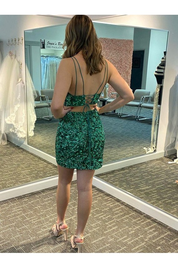 V-Neck Sleeveless Short Velvet Sequin Prom Cocktail Dress Clearance