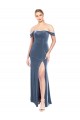 Draped Sleeves Wide Scoop Neck Off the Shoulder Velvet Prom Dress Clearance