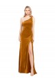 Sleek One Shoulder Long Velvet Prom Dress Clearance