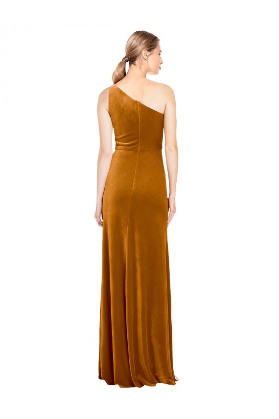 Sleek One Shoulder Long Velvet Prom Dress Clearance