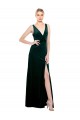 Sleek V-Neck Long Velvet Prom Dress with Side Slit Clearance