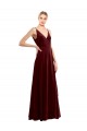 Faux Wrap V-Neck Sleek Long Velvet Prom Dress Clearance