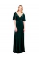Deep V-Neck Flutter Sleeves Long Velvet Wrap Prom Dress Clearance