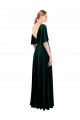 Deep V-Neck Flutter Sleeves Long Velvet Wrap Prom Dress Clearance