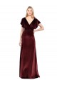 Flutter Sleeves Open Back Long Velvet Prom Dress Clearance