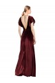 Flutter Sleeves Open Back Long Velvet Prom Dress Clearance