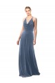 Halter Cowl Neck Long A-Line Velvet Prom Dress with Keyhole Back Clearance