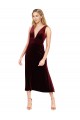 Daring Plunging V-Neckline Short Midi Length Velvet Cocktail Prom Dress / Homecoming Dress Clearance