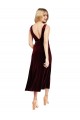 Daring Plunging V-Neckline Short Midi Length Velvet Cocktail Prom Dress / Homecoming Dress Clearance